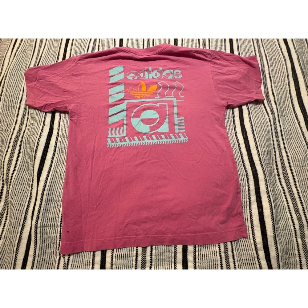 Adidas Pink Graphic Tee Womens Small Trefoil Logo Streetwear T Shirt‎